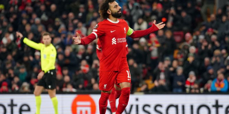 Salah mừng bàn trong trận Liverpool thắng LASK Linz 4-0 ở lượt năm vòng bảng Eurropa League tối 30/11, trên sân Anfield. Ảnh: PA